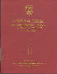 LEMBARAN DAERAH PROPINSI DAERAH TINGKAT 1 SUMATERA SELATAN TAHUN 1996
