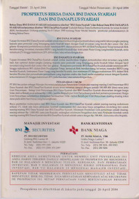 Image of PROSPEKTUS REKSA DANA BNI DANA SYARIAH DAN BNI DANAPLUS SYARIAH