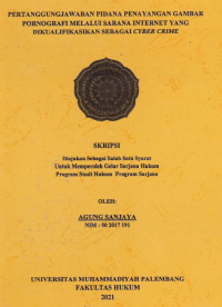Image of Pertanggungjawaban Pidana Penayangan Gambar Pornagrafi Melalui Internet Melalui Sarana Internet Yang Dikualifikasikan Sebagai Cyber Crime