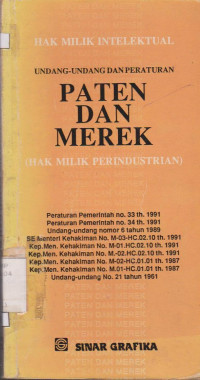 UNDANG-UNDANG PATEN DAN MEREK