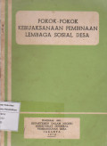 Pokok-pokok kebijaksanaan pembinaan lembaga sosial desa