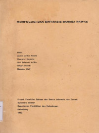 Morfologi dan Sintaksis Bahasa Rawas