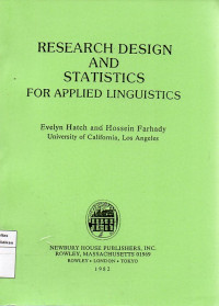 Research Design and Statistics For Applied linguistics