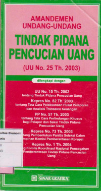 Amandemen undang-undang: tindak pidana pencucian uang