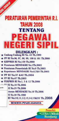 Peraturan pemerintah RI tahun 2008 tentang pegawai negeri sipil