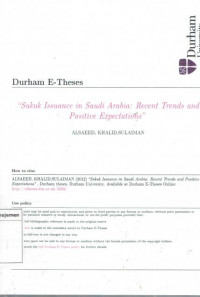 Durham E-Theses: sukuk issuance in saudi arabia recent trends and positive expectations