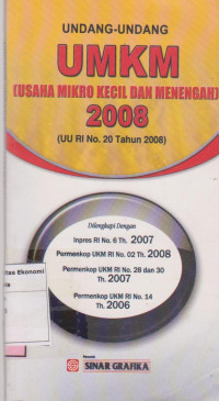 Image of Undang-undang UMKM usaha mikro kecil dan menengah 2008