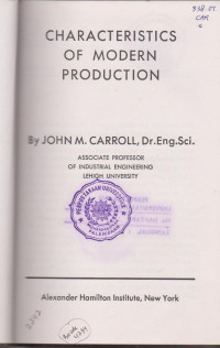 CHARACTERISTIC OF MODERN PRODUCTION