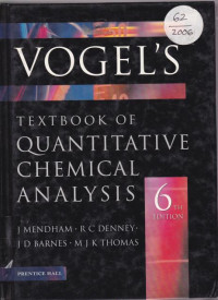Image of VOGEL'S TEXTBOOK OF QUANTITATIVEMCHEMICAL ANALYSIS