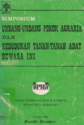 Simposium Undang-Undang Pokok Agraria Dan Kedudukan Tanah-Tanah Adat Dewasa Ini