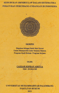 Kedudukan Omnobus Law Dalam Sistematika Peratura Perundang-Undangan Di Indonesia