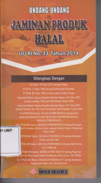 Undang-Undang Jaminan Produk Halal, UU RI No.33 Tahun 2014