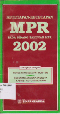 Ketetapan-Ketetapan MPR Pada Sidang Tahunan MPR 2002