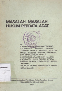 Masalah-Masalah Hukum Perdata Adat di Lingkungan Masyarakat Banjar