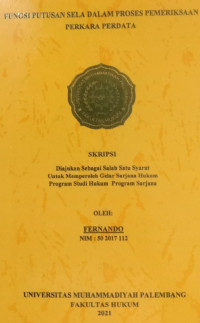 Fungsi Putusan Sela Dalam Proses Pemeriksaan Perkara Perdata