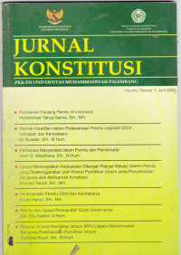 Image of JURNAL KONSTITUSI: PKK-FH UNIVERSITAS MUHAMMADIYAH PALEMBANG= Volume I Nomor 1, Juni 2009