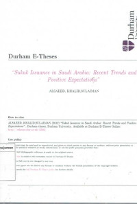 Image of Durham E-Theses: sukuk issuance in saudi arabia recent trends and positive expectations