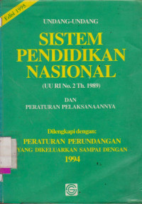 UNDANG-UNDANG SISTEM PENDIDIKAN NASIONAL