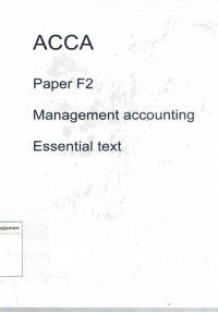 Image of ACCA: paper F2 management accounting sessential text